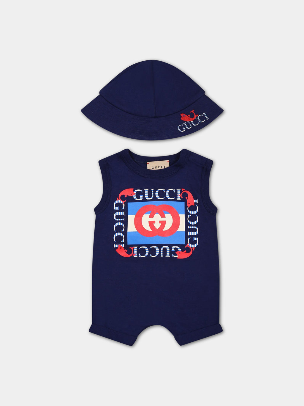 Blue set for babies with vintage Gucci logo